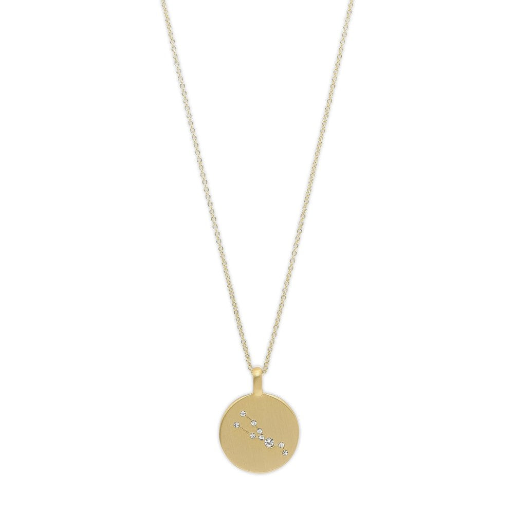Taurus Zodiac Sign Necklace - Gold Plated - Crystal