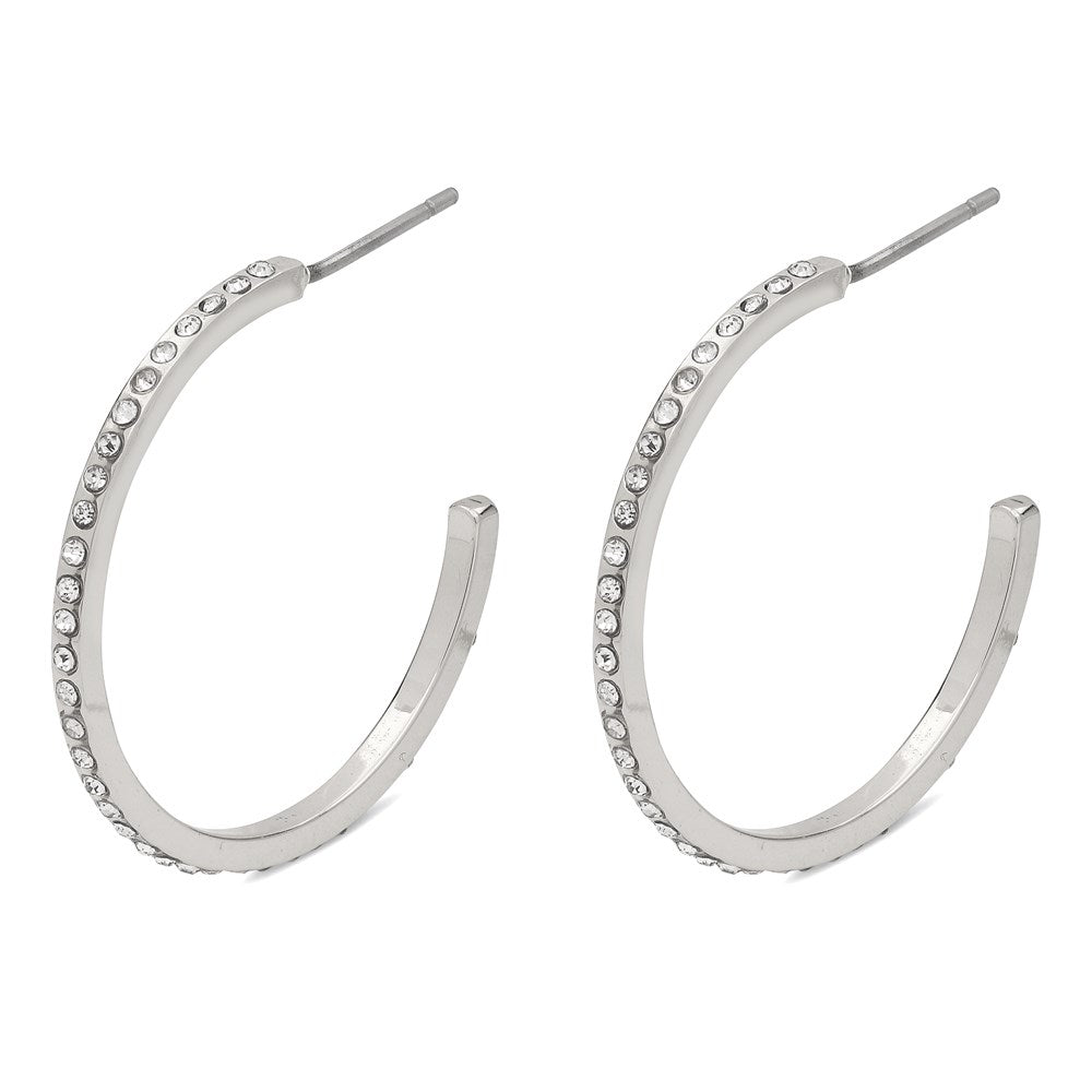 Roberta Pi Earrings - Silver Plated Crystal - 25mm