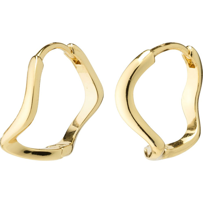Alberte Organic Shape Hoop Earrings - Gold Plated