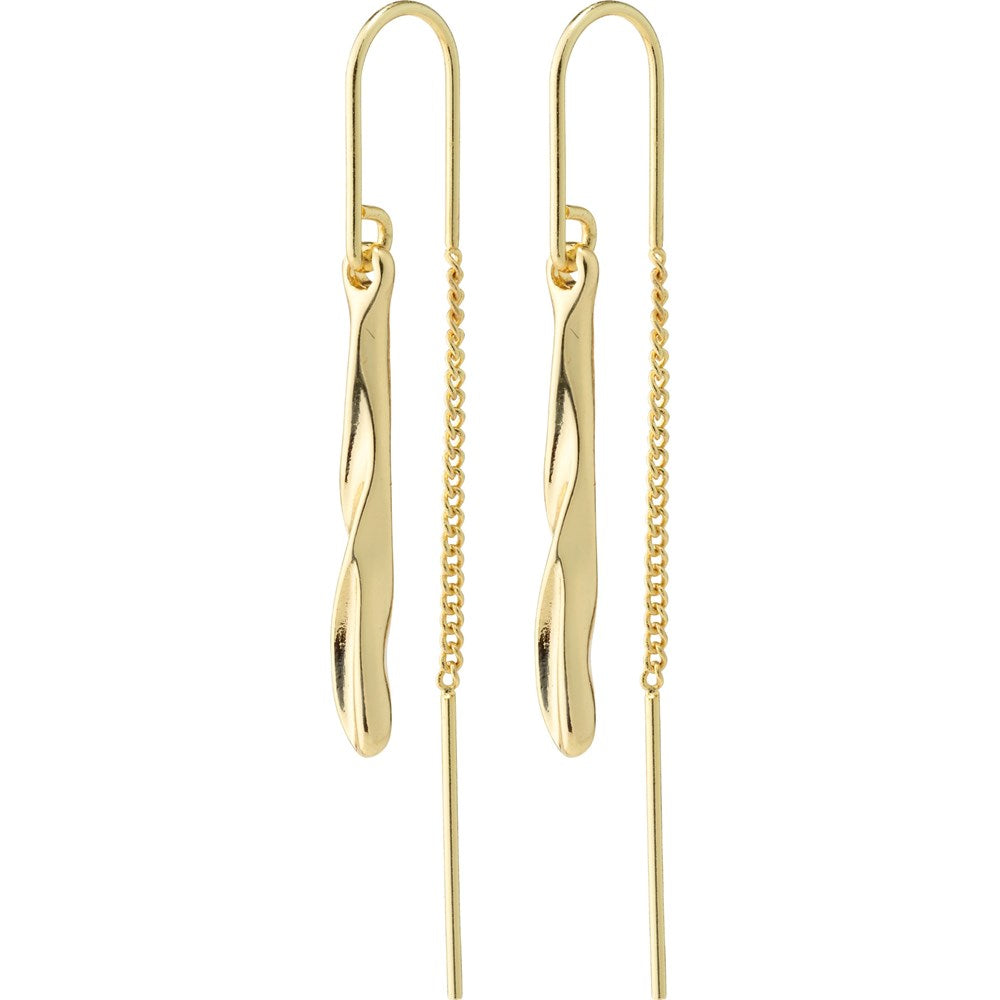 Alberte Teardrop Pendant Chain Earrings - Gold Plated