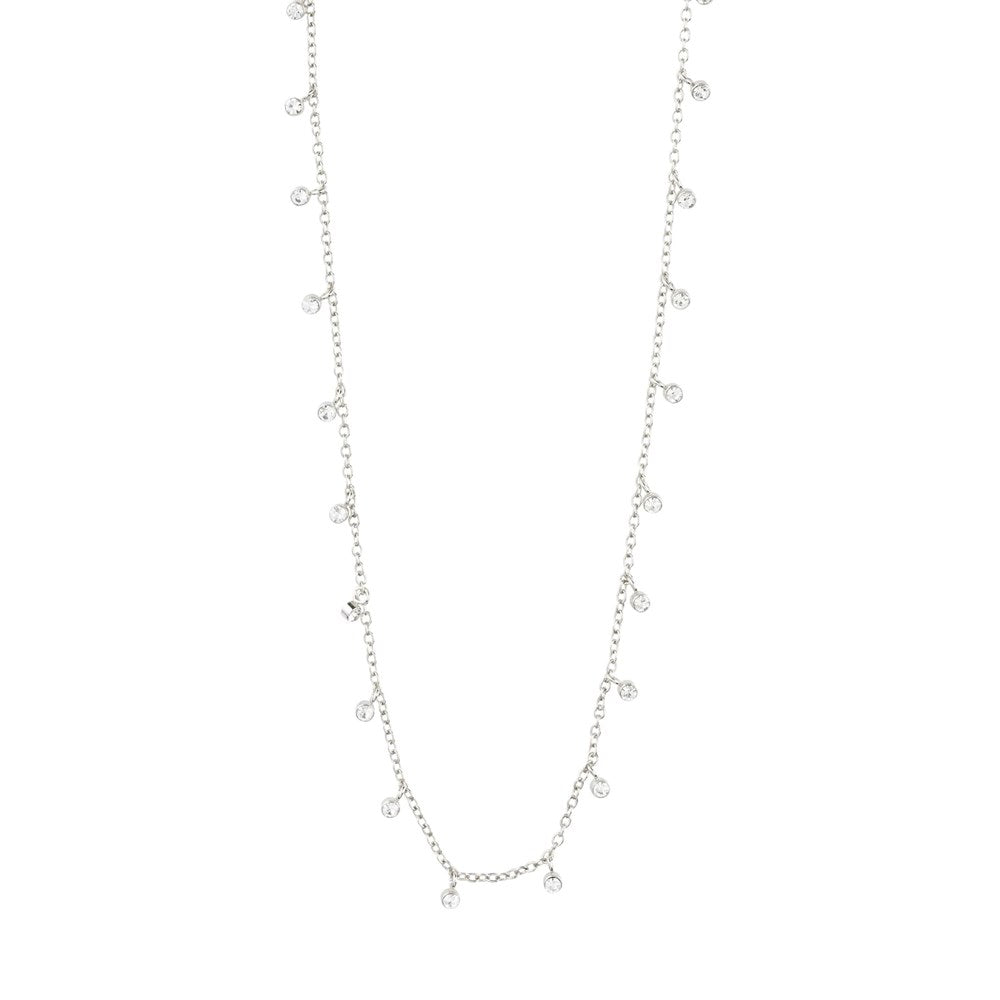 Maja Crystal Multi Drops Necklace - Silver Plated