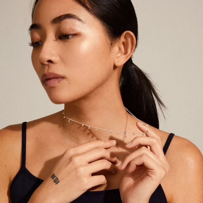 Maja Crystal Multi Drops Necklace - Silver Plated
