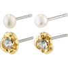 Tina Recycled Crystal & Pearl Studs - Gold Plated