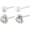 Tina Recycled Crystal & Pearl Studs - Silver Plated