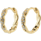 Ezo Twirled Crystal Hoops - Gold Plated