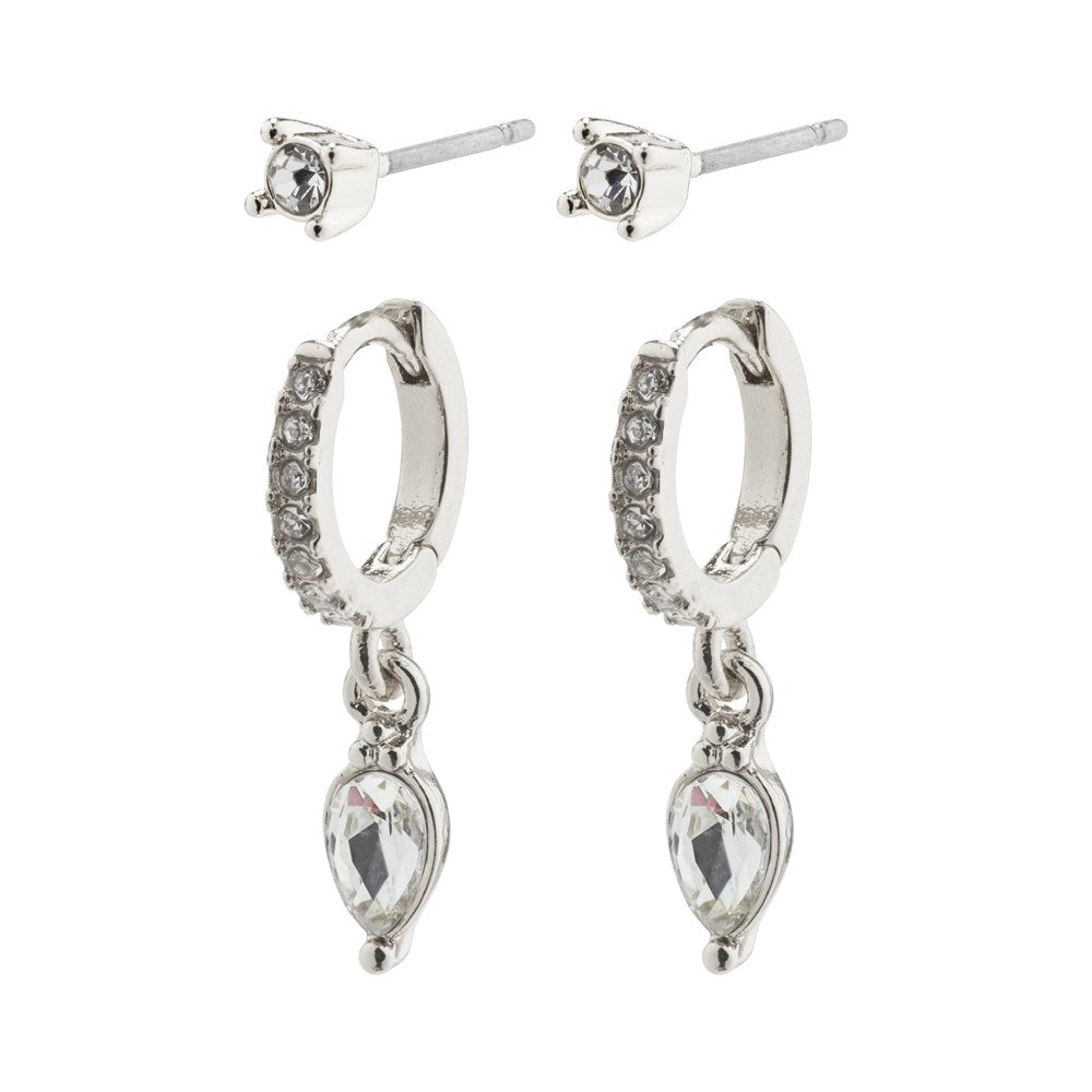 Elza Earrings - Silver Plated Crystal