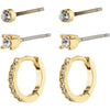 Sia Recycled Crystal Earrings 3-In-1 Set - Gold Plated