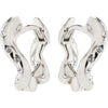 Evra Recycled Organic Shaped Crystal Hoops - Silver Plated