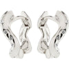 Evra Recycled Organic Shaped Crystal Hoops - Silver Plated