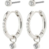 Elna Recycled Crystal Earrings 2-In-1 Set - Silver Plated